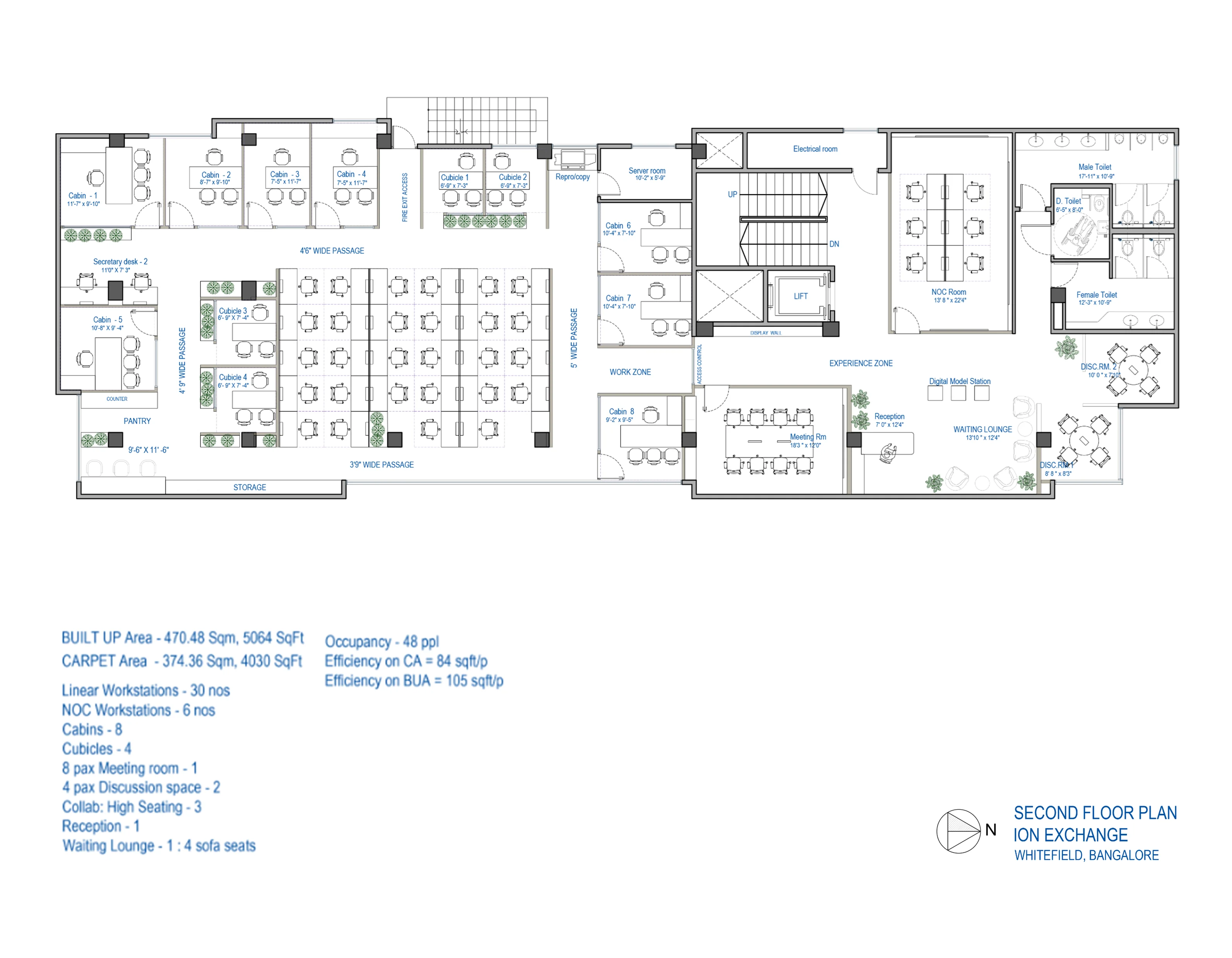 Second-floor plan, ION Exchange, Whitefield — enlarged